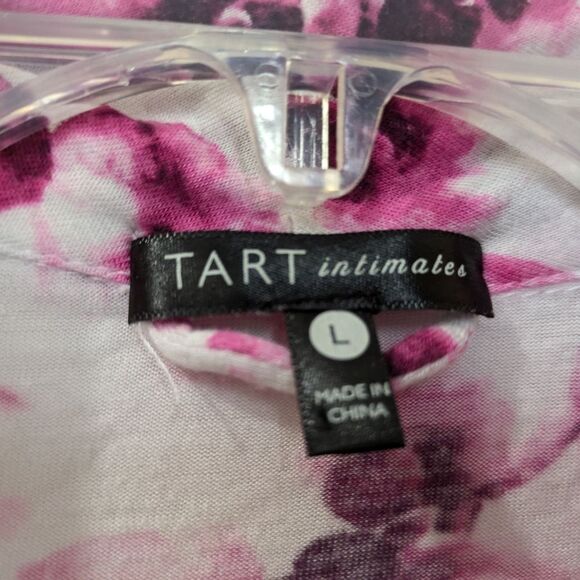 Tart Intimates Lounge Robe Purple & Pink Floral, Women's Large - Picture 3 of 6